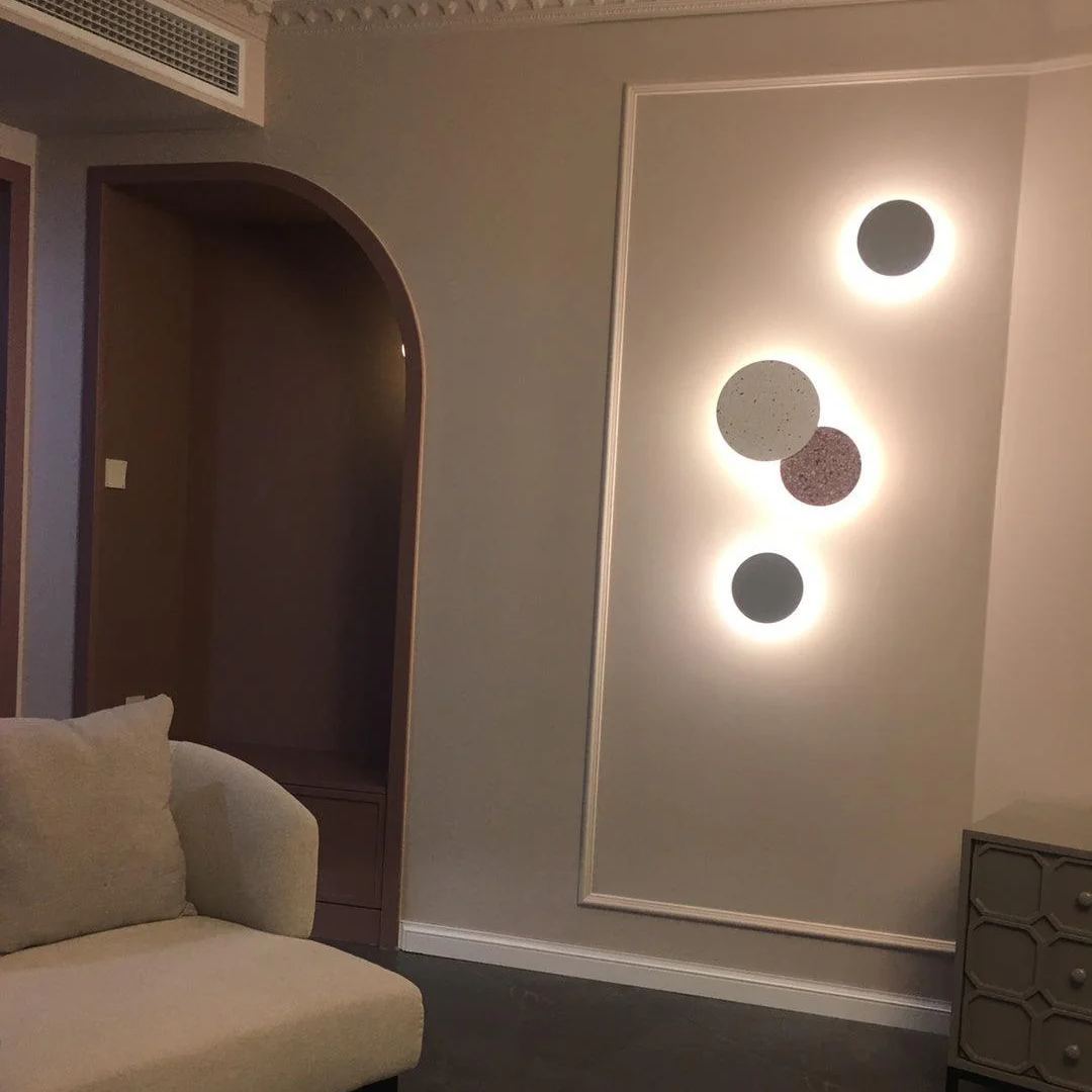 Byers Vintage Round Metal Terrazzo Concrete Wall Lamp Bedoom