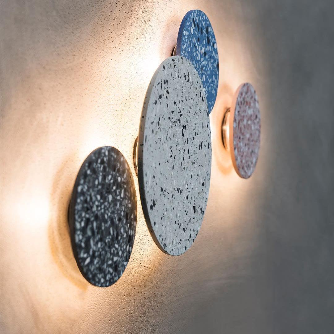 Byers Vintage Round Metal Terrazzo Concrete Wall Lamp Bedoom