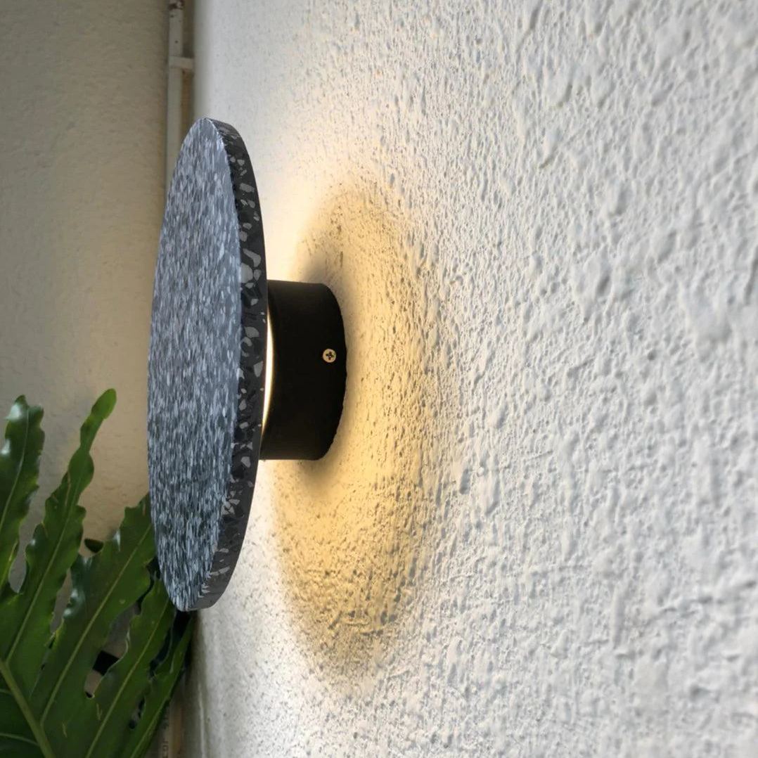 Byers Vintage Round Metal Terrazzo Concrete Wall Lamp Bedoom