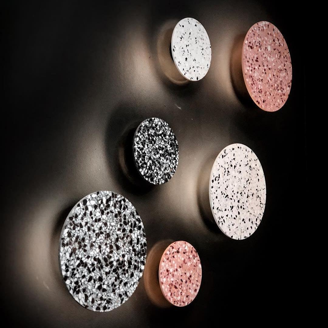Byers Vintage Round Metal Terrazzo Concrete Wall Lamp Bedoom