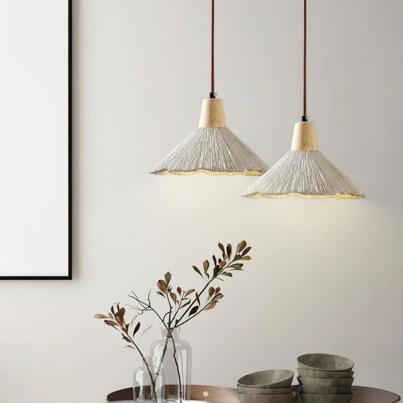 Byers Vintage Metal Wood Concrete Pendant Light Living Room Bedroom