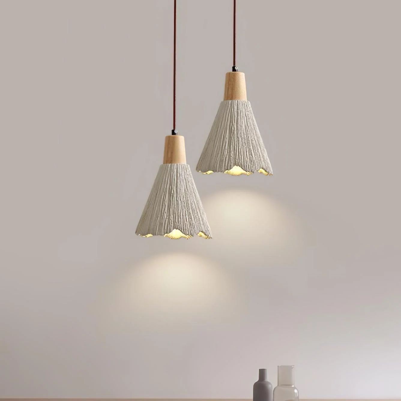 Byers Vintage Metal Wood Concrete Pendant Light Living Room Bedroom
