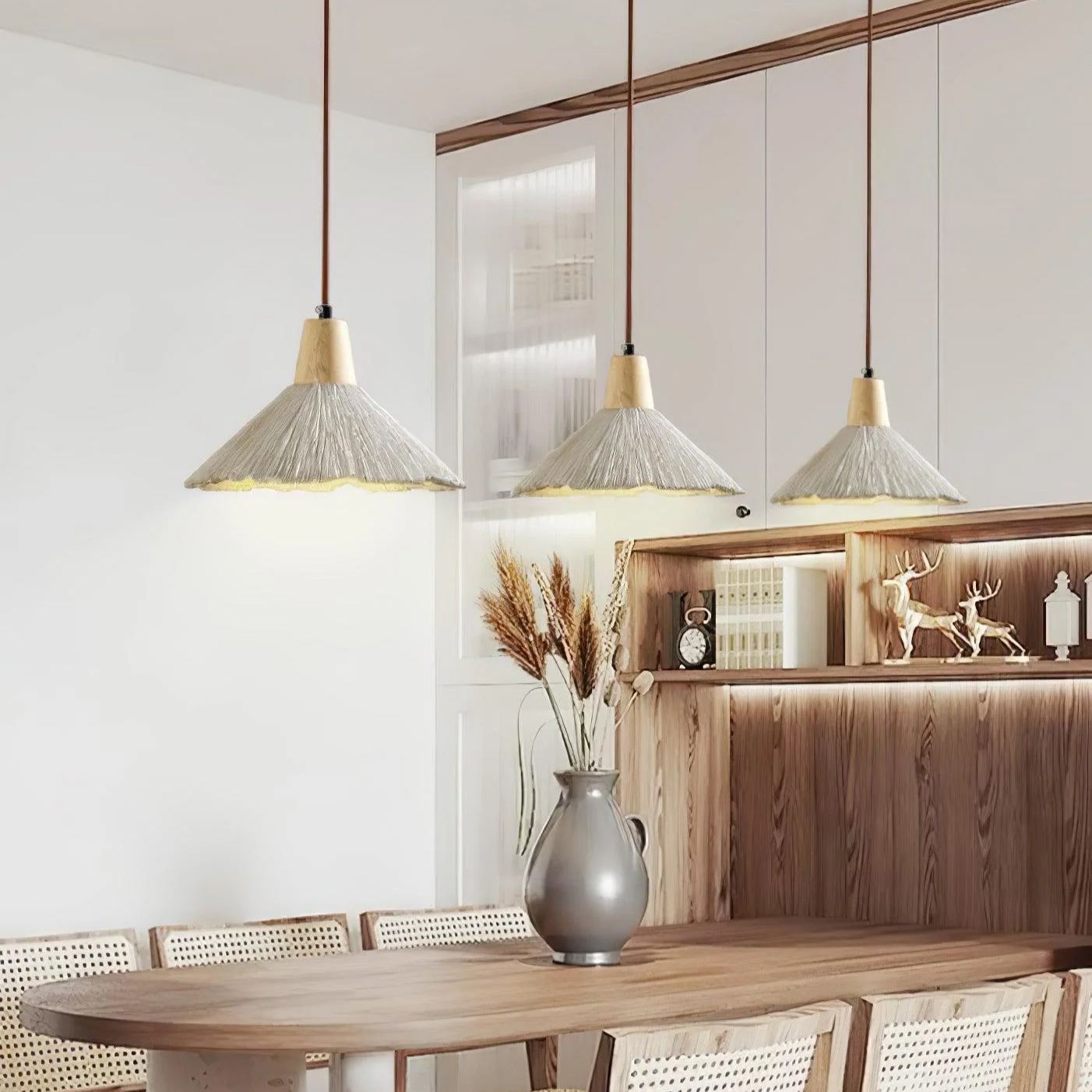 Byers Vintage Metal Wood Concrete Pendant Light Living Room Bedroom