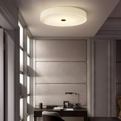 Byers Modern Round Metal Alabaster Ceiling Light Living Room Bedoom
