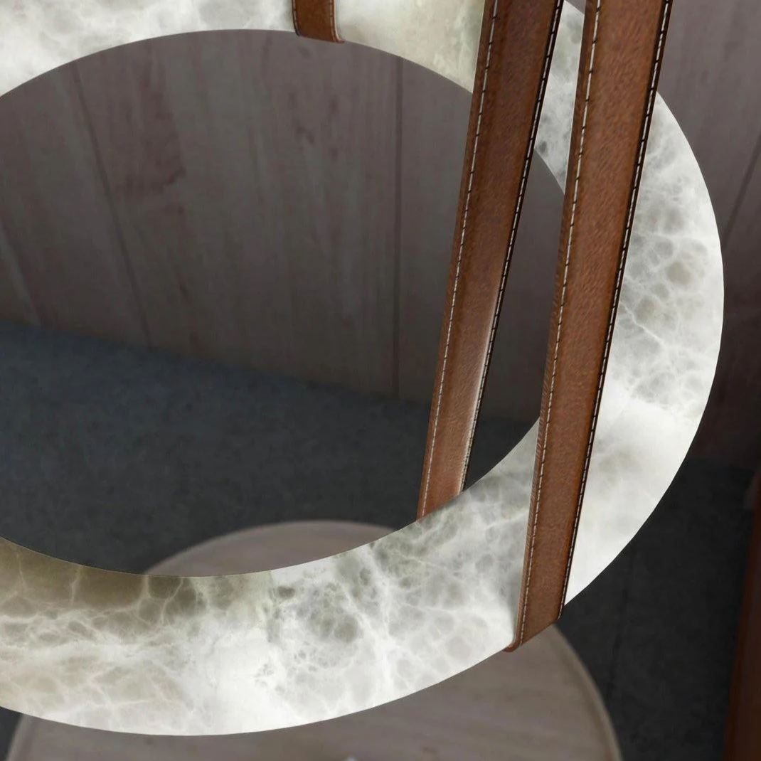 Valentina Ring Alabaster Artificial leather Pendant Light Living Room Dining Room