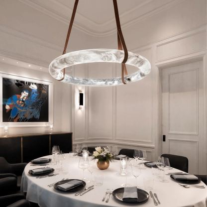 Valentina Ring Alabaster Artificial leather Pendant Light Living Room Dining Room