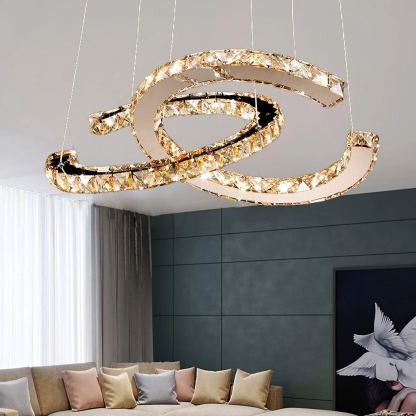 Marilyn Gorgeous Contemporary Metal Crystal Chandelier Living Room Bedroom