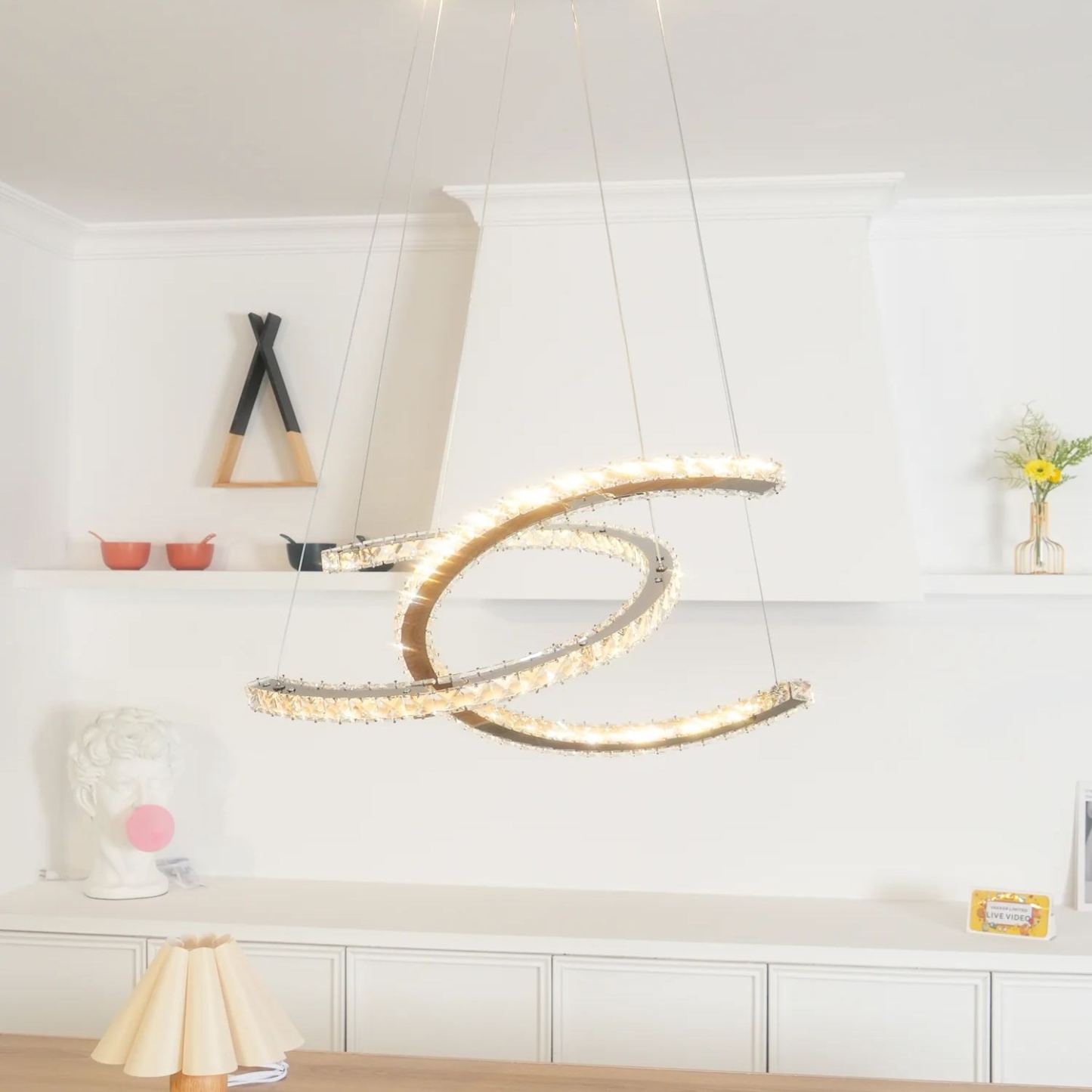 Marilyn Gorgeous Contemporary Metal Crystal Chandelier Living Room Bedroom