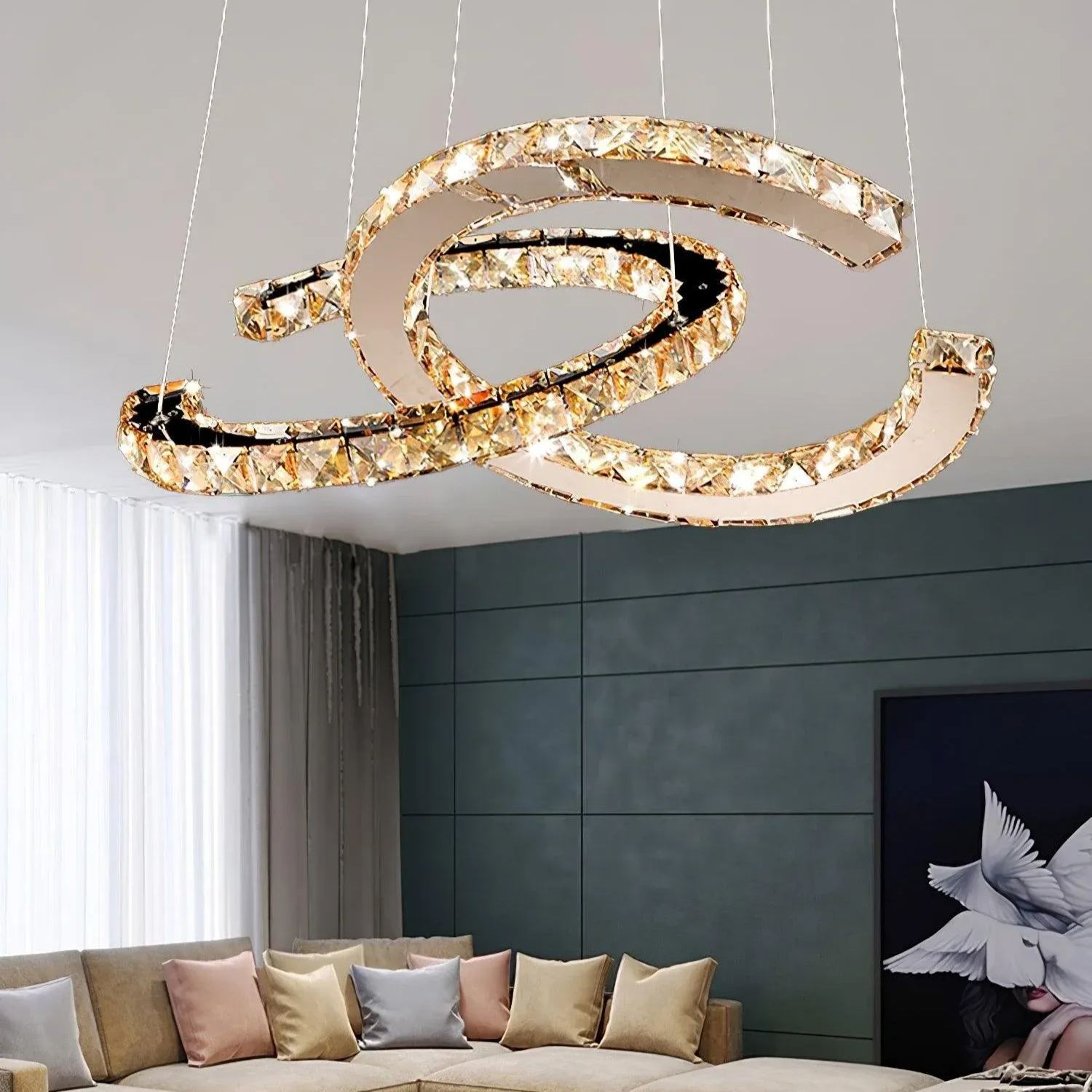 Marilyn Gorgeous Contemporary Metal Crystal Chandelier Living Room Bedroom