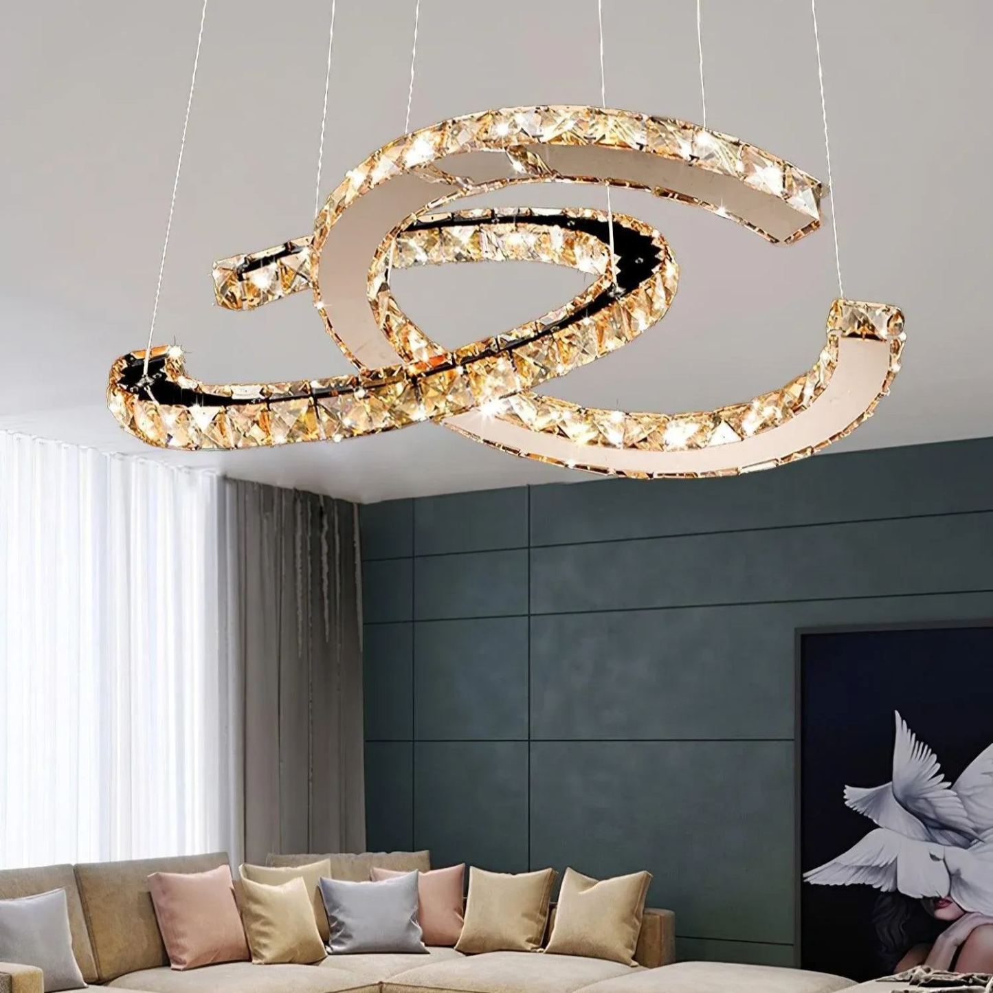 Marilyn Gorgeous Contemporary Metal Crystal Chandelier Living Room Bedroom