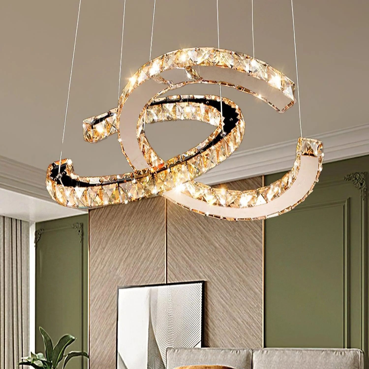 Marilyn Gorgeous Contemporary Metal Crystal Chandelier Living Room Bedroom