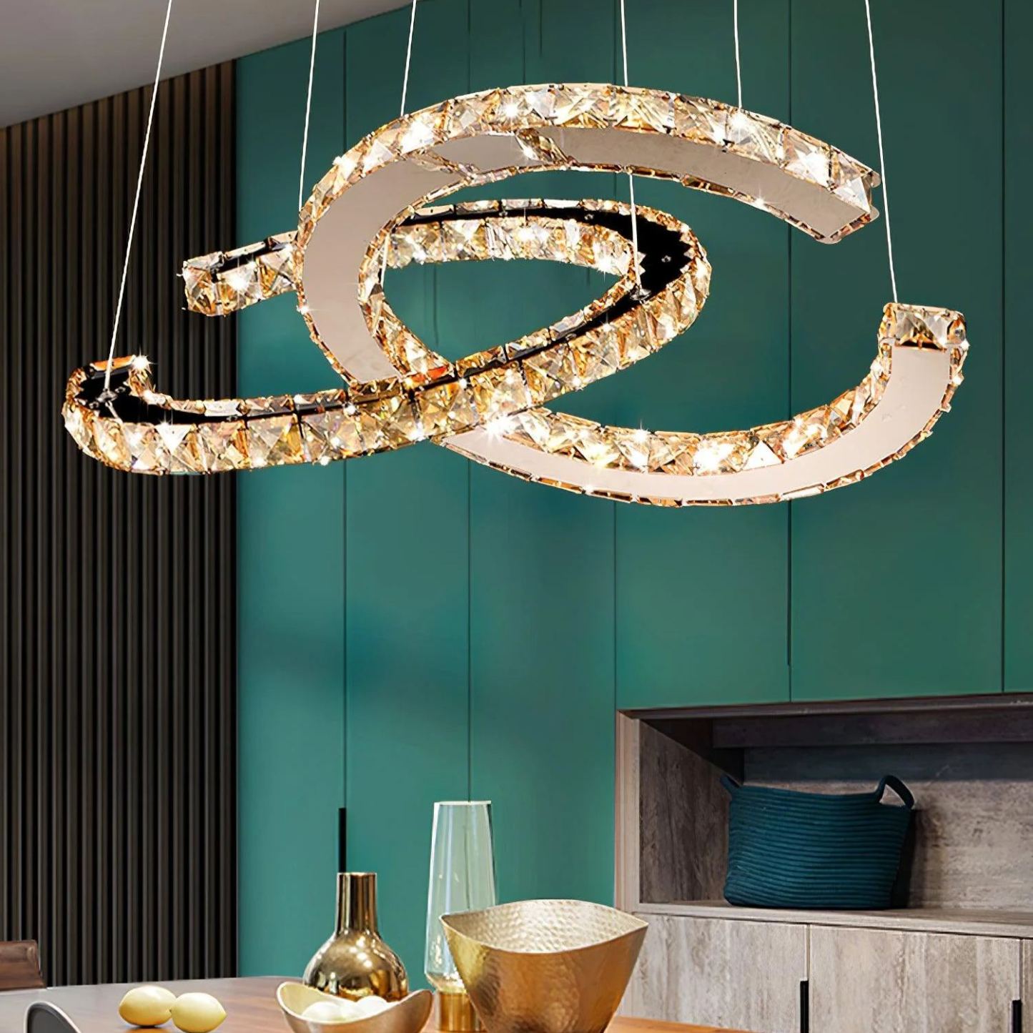 Marilyn Gorgeous Contemporary Metal Crystal Chandelier Living Room Bedroom