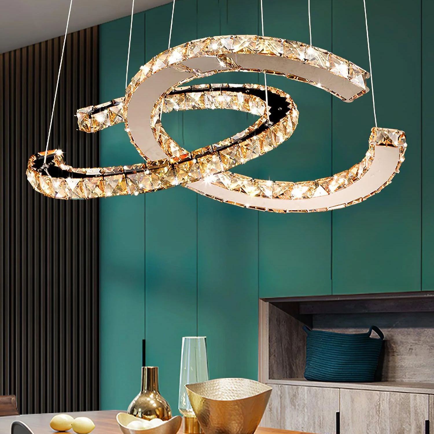 Marilyn Gorgeous Contemporary Metal Crystal Chandelier Living Room Bedroom