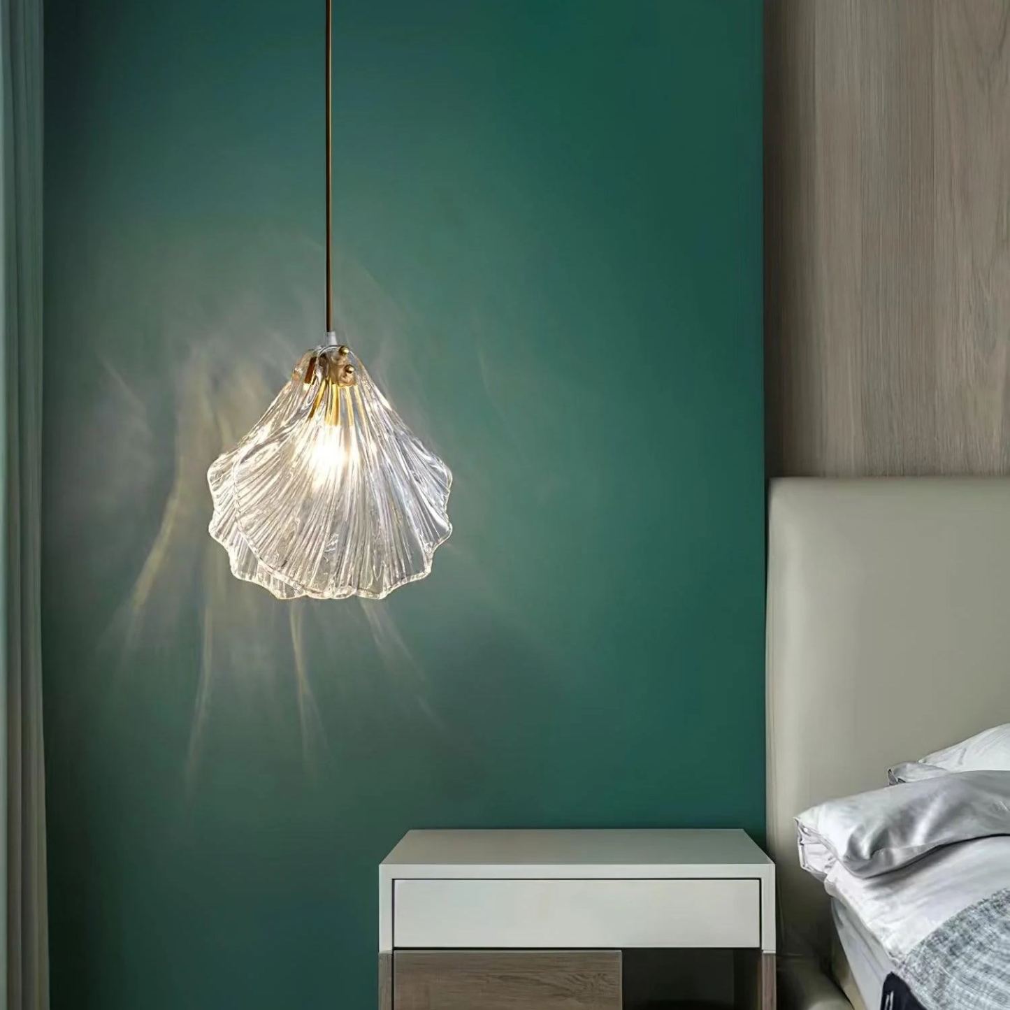 Hailie Transparent Shell Glass Metal Pendant Light Dining Room Bedroom