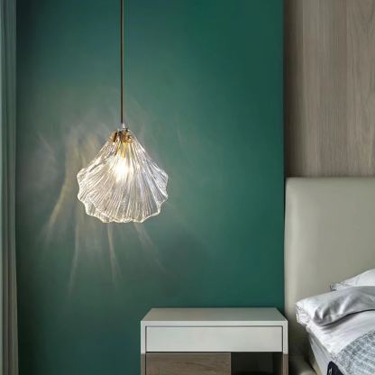 Hailie Transparent Shell Glass Metal Pendant Light Dining Room Bedroom