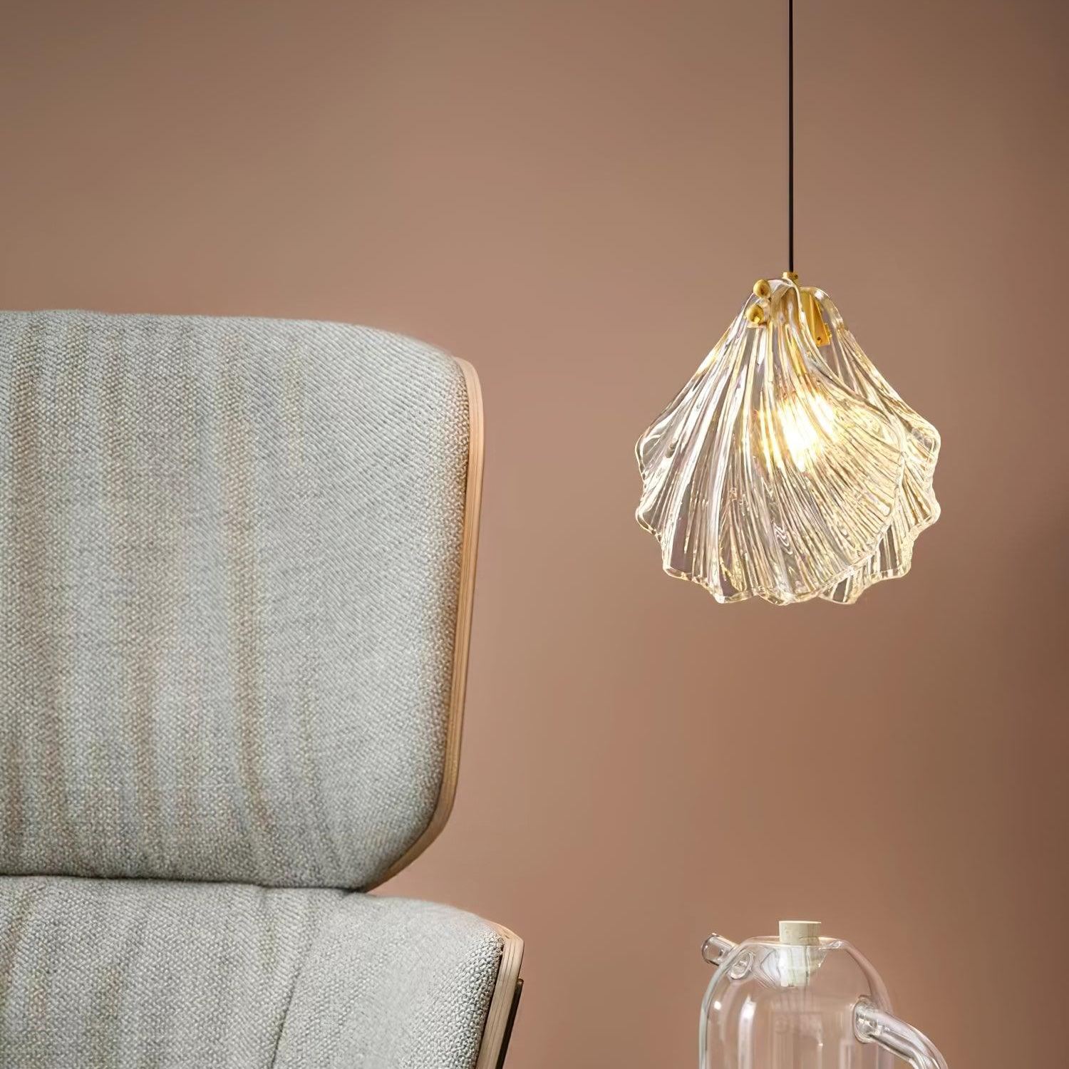 Hailie Transparent Shell Glass Metal Pendant Light Dining Room Bedroom