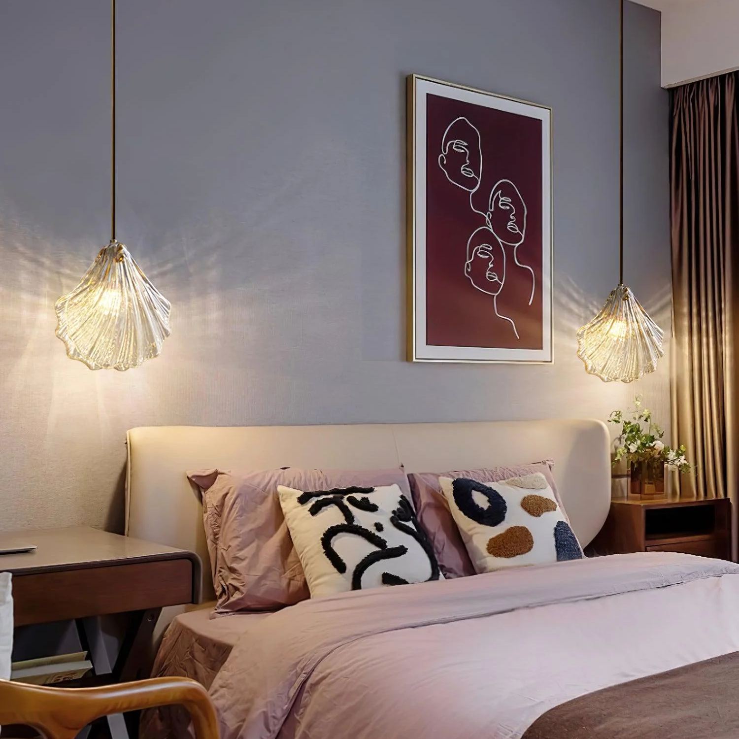 Hailie Transparent Shell Glass Pendant Light Dining Room Bedroom
