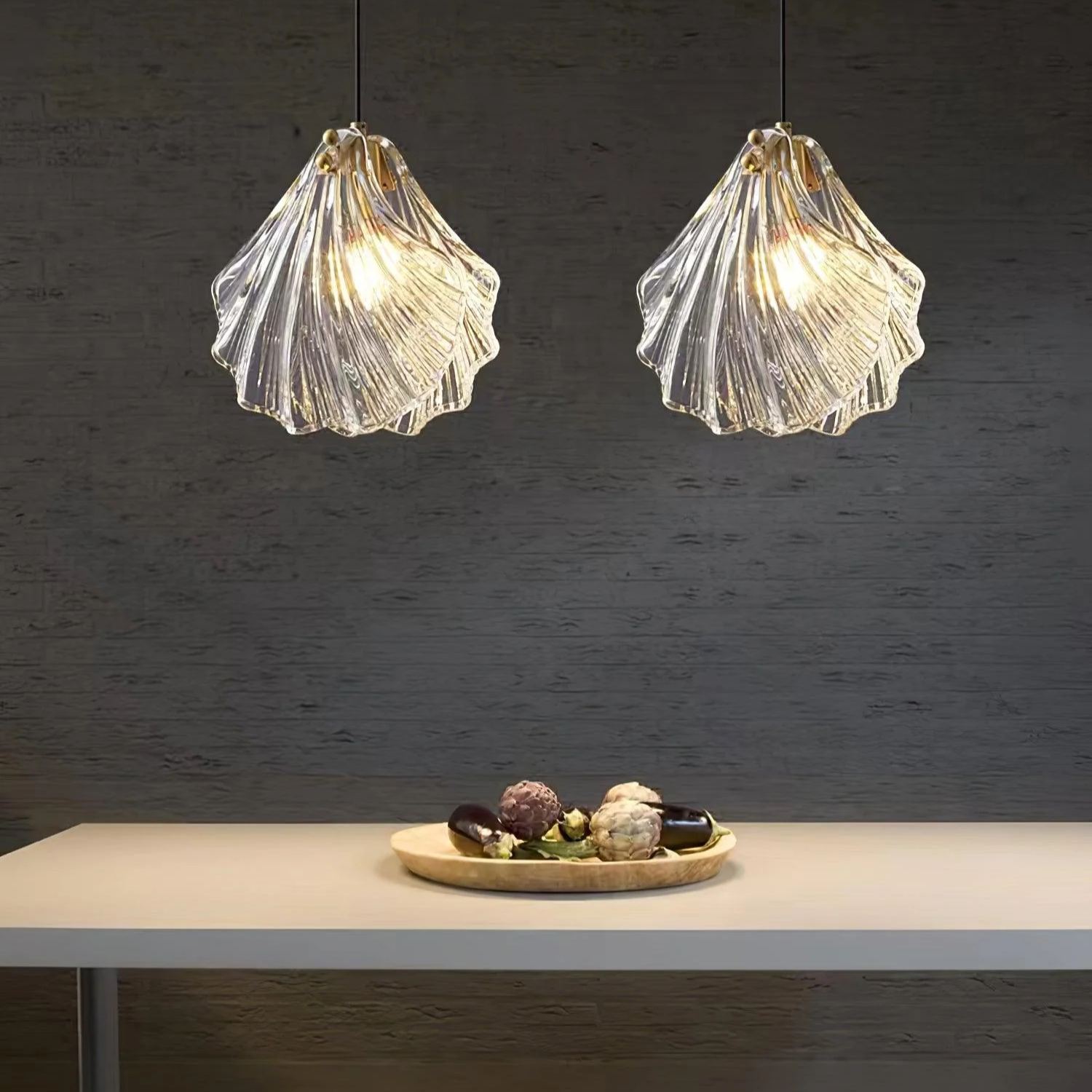 Hailie Transparent Shell Glass Pendant Light Dining Room Bedroom