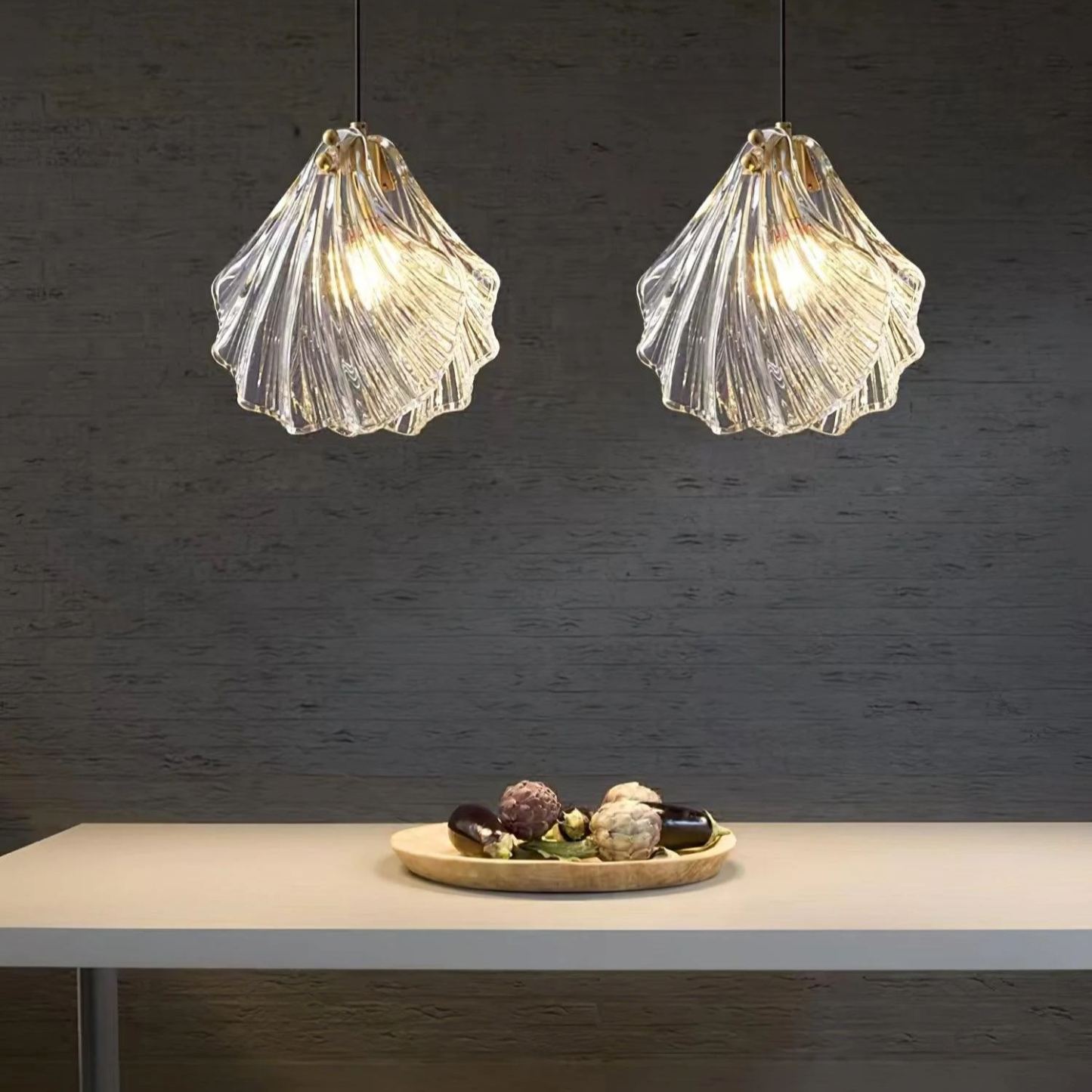 Hailie Transparent Shell Glass Pendant Light Dining Room Bedroom