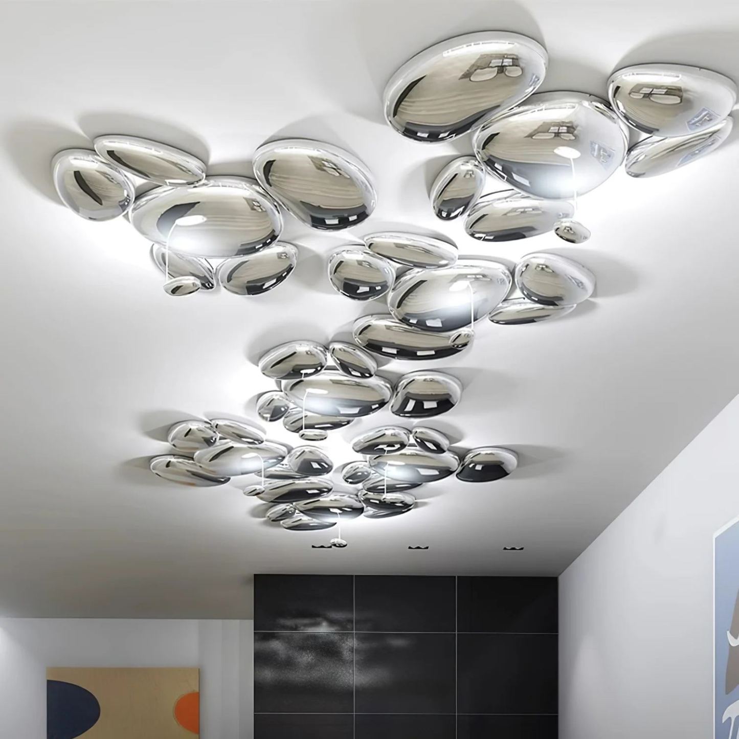 Alessio Cobblestone Style Metal Acrylic Ceiling Light Living Room