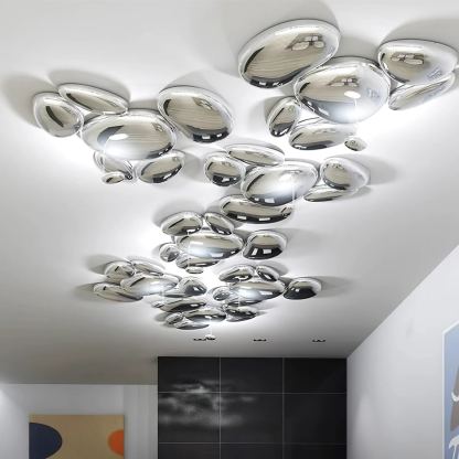 Alessio Cobblestone Style Metal Acrylic Ceiling Light Living Room