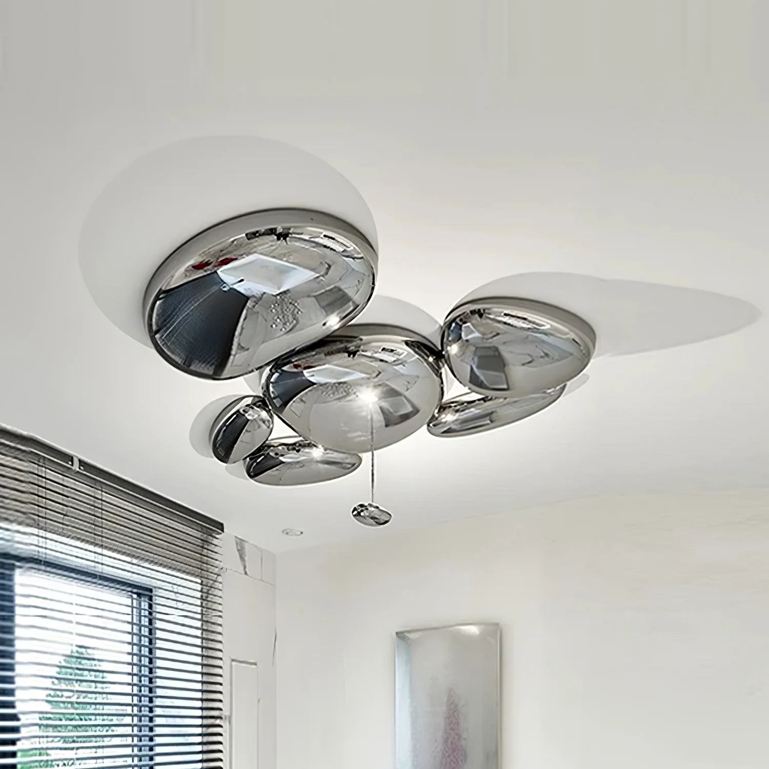 Alessio Cobblestone Style Metal Acrylic Ceiling Light Living Room