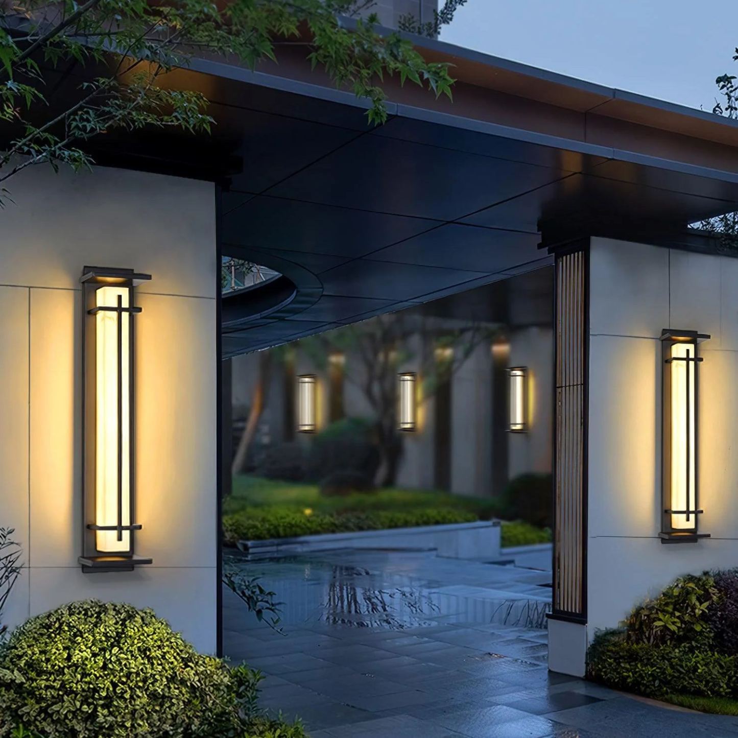 Orr Square Metal Imitation alabaster resin Outdoor Wall Light Lawns Villas Corridors