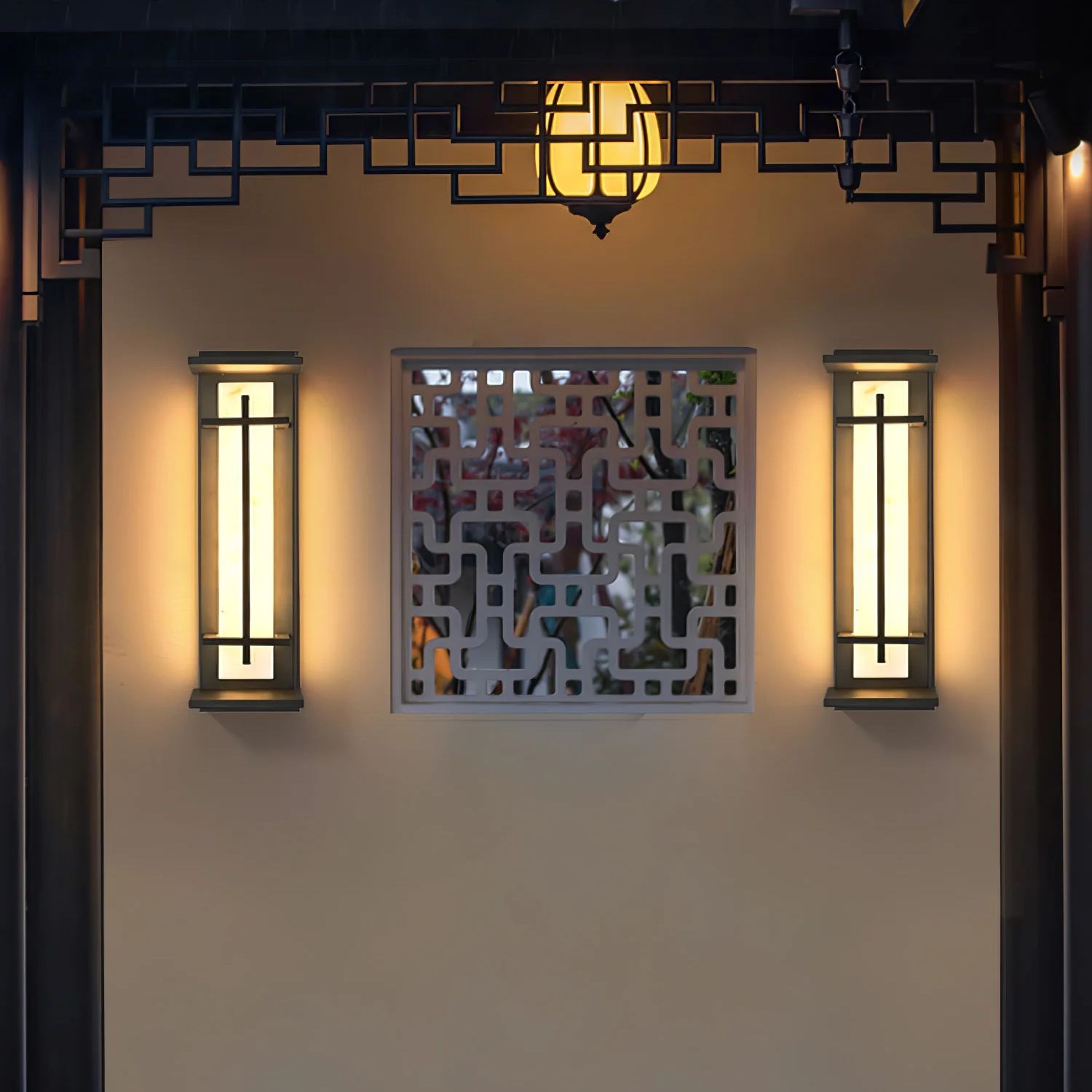 Orr Square Metal Imitation alabaster resin Outdoor Wall Light Lawns Villas Corridors