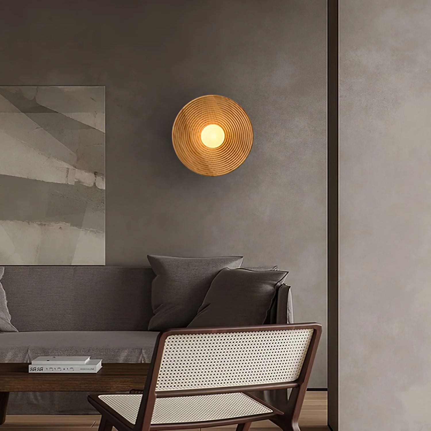 Muto Vintage Wood Metal Glass Wall Lamp Living Room Bedroom