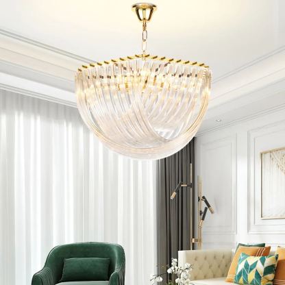 Marilyn Vintage Metal Glass Gold Clear Pendant Light Bedroom Living Room