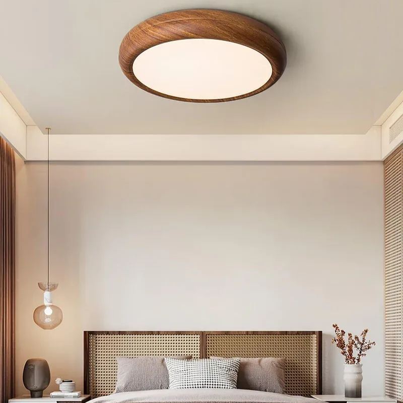 Ozawa Modern Minimalism Round Wood Ceiling Light Bedroom Dining Room