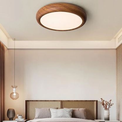 Ozawa Modern Minimalism Round Wood Ceiling Light Bedroom Dining Room