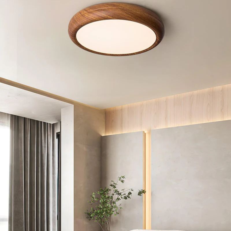 Ozawa Modern Minimalism Round Wood Ceiling Light Bedroom Dining Room