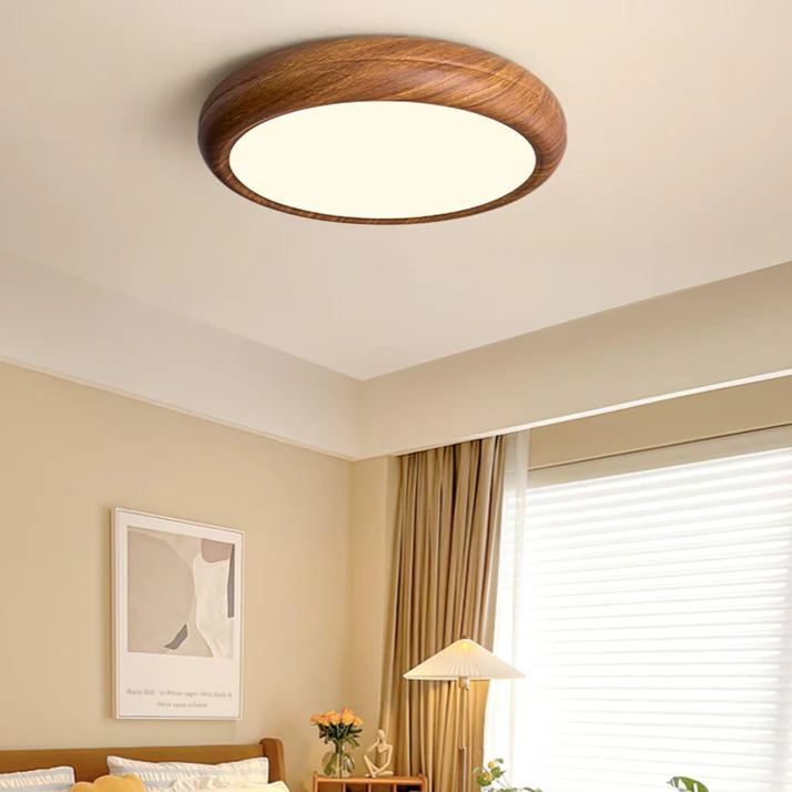 Ozawa Modern Minimalism Round Wood Ceiling Lamp Bedroom Dining Room