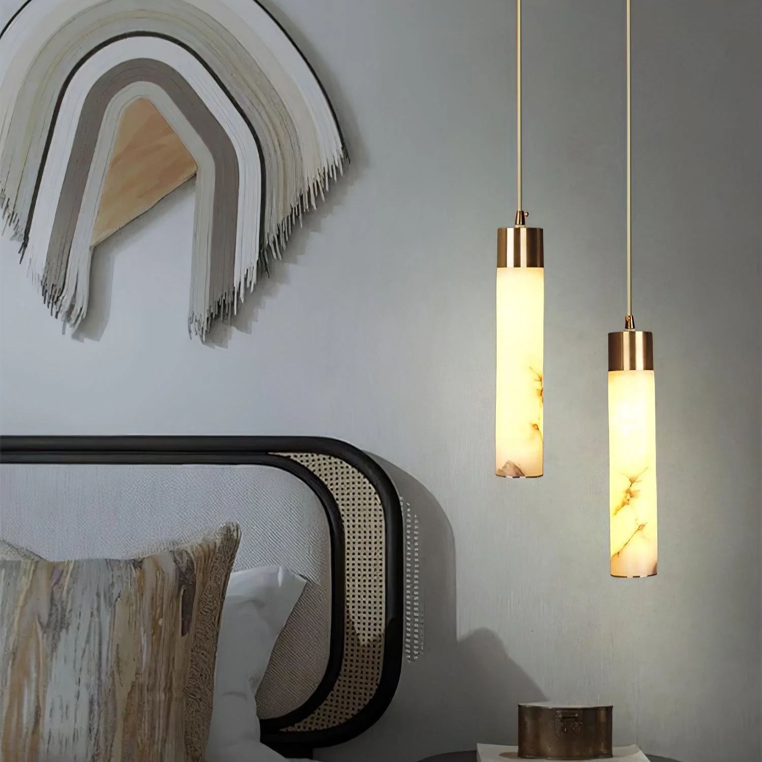 Jade Modern Brass Alabaster Pendant Light Living Room Bedroom Bathroom