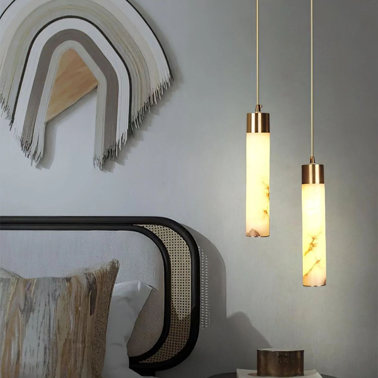 Jade Modern Brass Alabaster Pendant Light Living Room Bedroom Bathroom