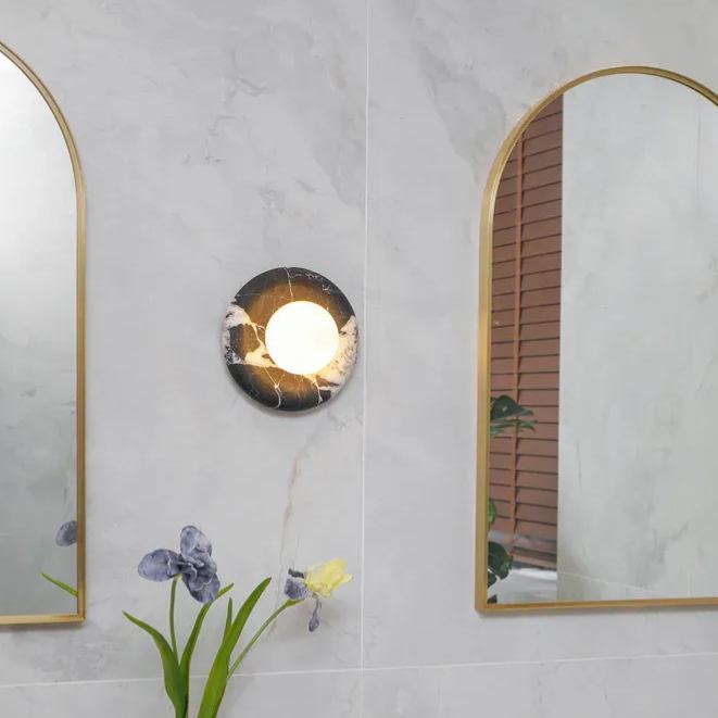 Jade Modern Round Marble Wall Light Shades Bedroom Living Room