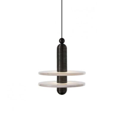 Valentina Modern Comet Round Metal Alabaster Pendant Light Dining Bathroom