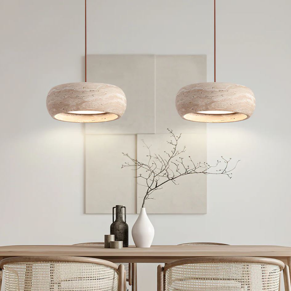 Zaid Modern Round Travertine Pendant Light Shades Bedroom Dining Room