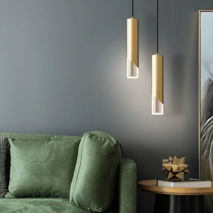 Meza Modern Cylinder Metal Acrylic Pendant Light Bedroom Dining Room