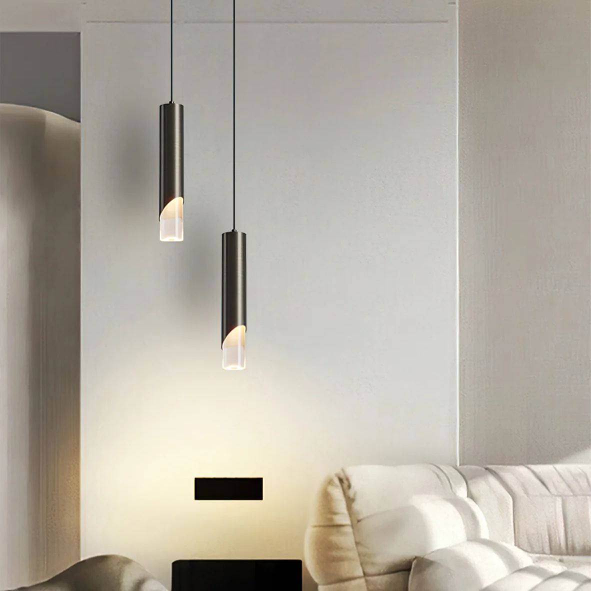 Meza Modern Cylinder Metal Acrylic Pendant Light Bedroom Dining Room