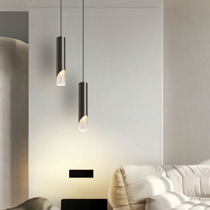 Meza Modern Cylinder Metal Acrylic Pendant Light Bedroom Dining Room