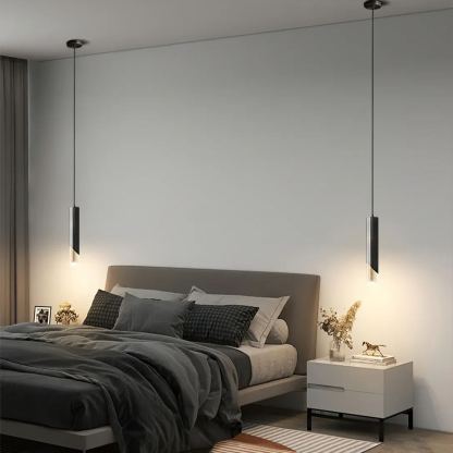 Meza Modern Cylinder Metal Acrylic Pendant Light Bedroom Dining Room