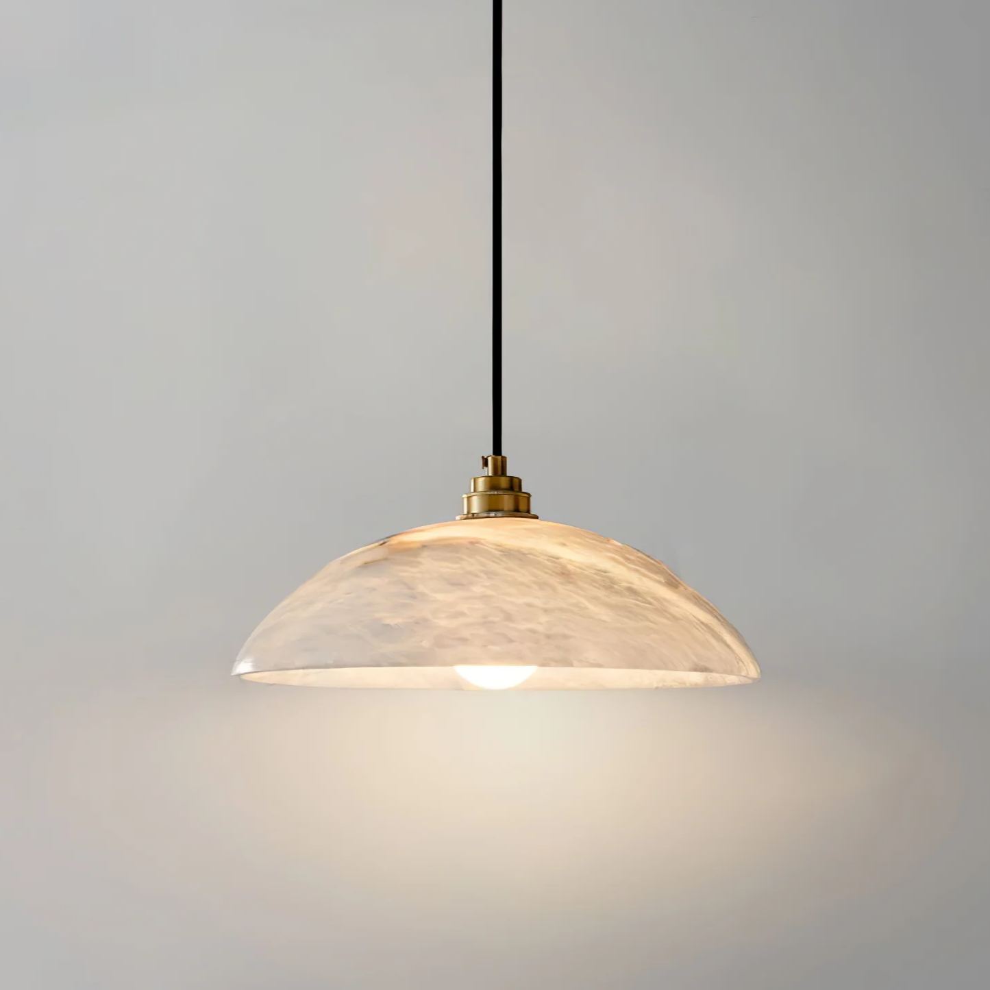 Jade Alabaster Dome Brass Finish Pendant Light Bedroom Living Room