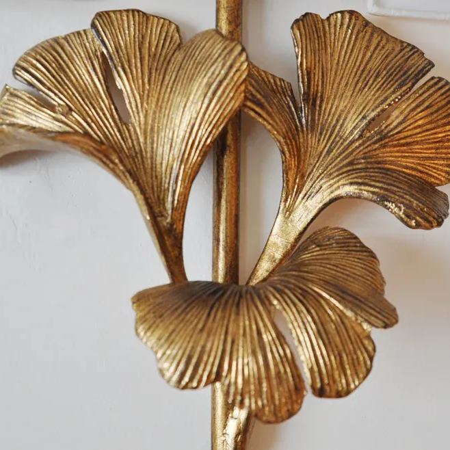 Alessio Vintage Classical Gingko Brass Wall Light Bedroom Living Room