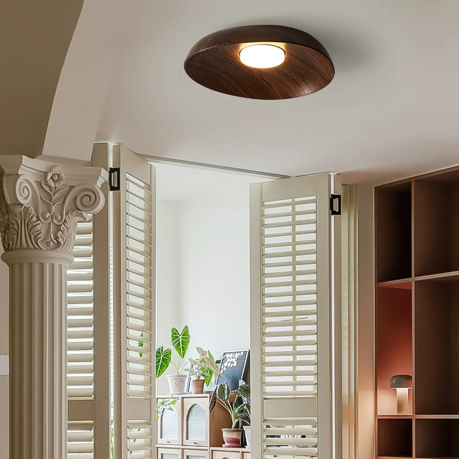 Muto Modern Round Wood Ceiling Light Bedroom Hallway Living Room