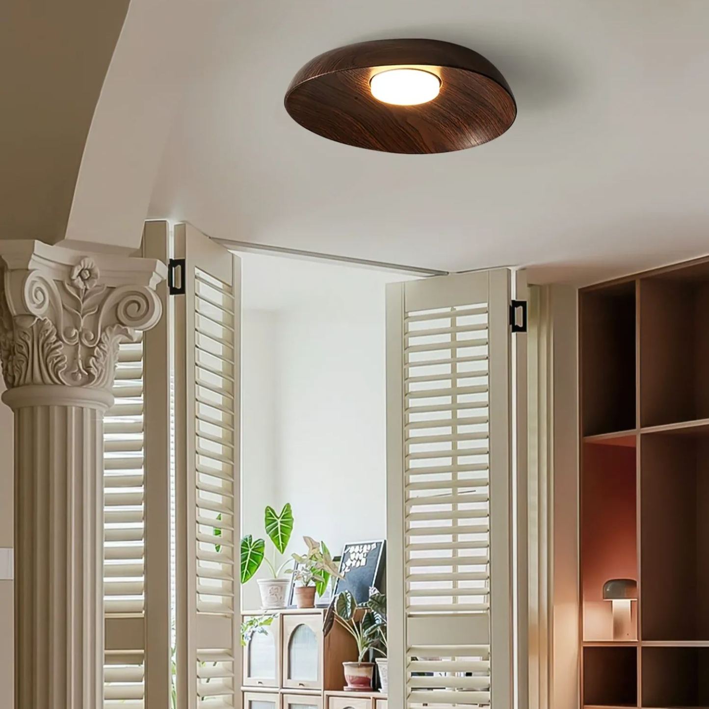 Muto Modern Round Wood Ceiling Light Bedroom Hallway Living Room