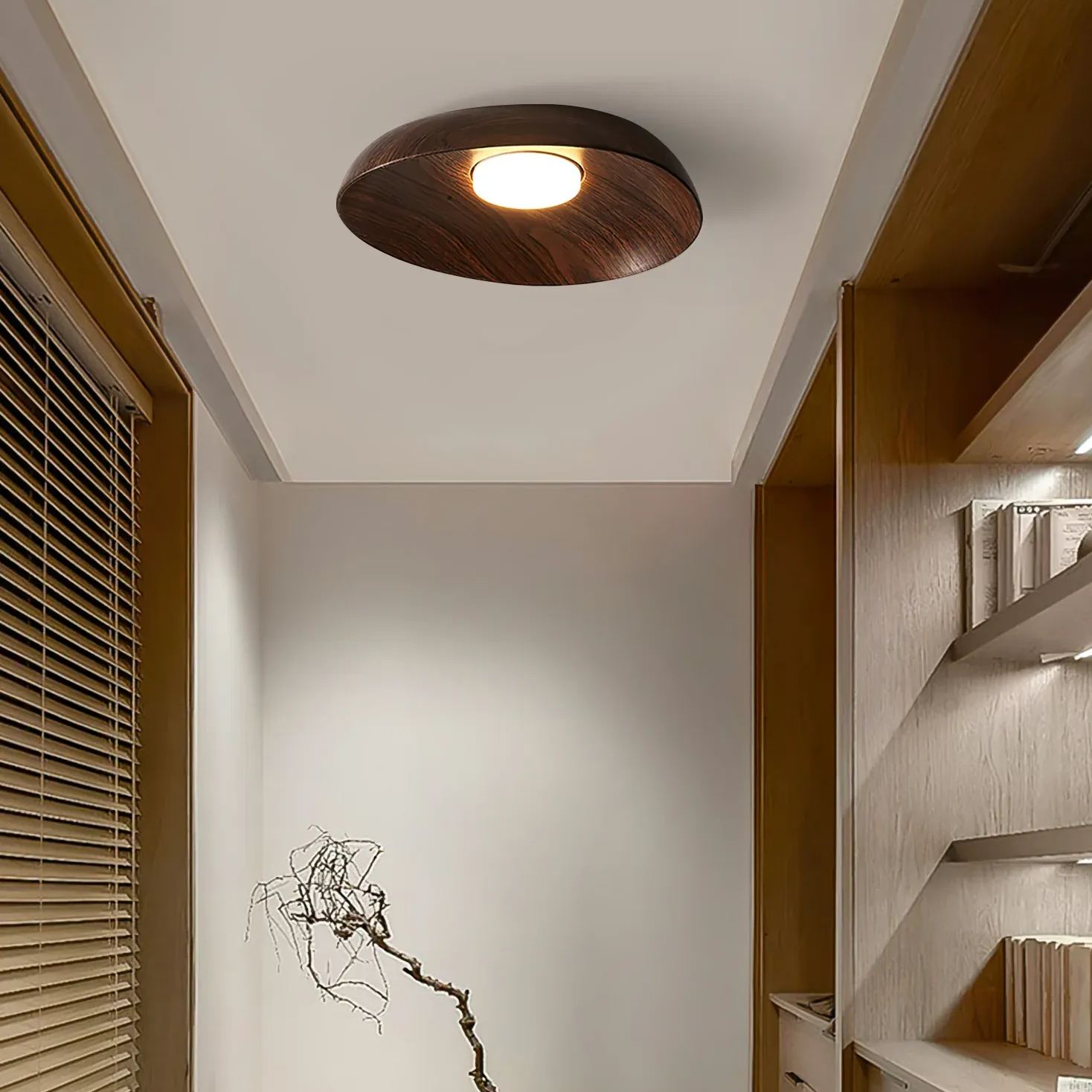 Muto Modern Round Wood Ceiling Light Bedroom Hallway Living Room