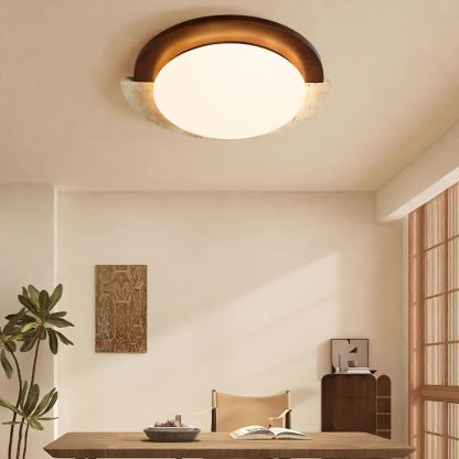 Zaid  Vintage Round Acrylic Wood Ceiling Lamp Bedroom Living Room