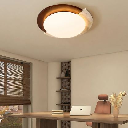 Zaid  Vintage Round Acrylic Wood Ceiling Lamp Bedroom Living Room